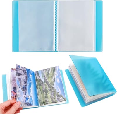 A6 sticker foto opslagalbum met 40 pagina's; organizer voor postkaarten, stickers en snijmallen - 11,2 x 6,4 inch (Blauw)