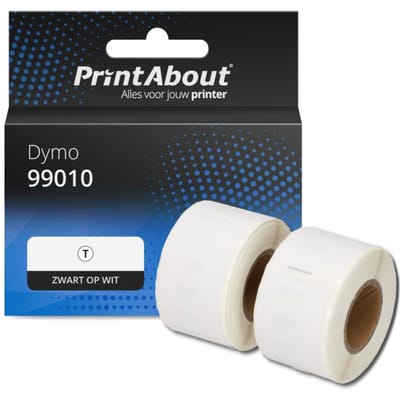 PrintAbout huismerk Etiket 99010 Zwart op wit (28 mm x 89  mm) 2 rollen Geschikt voor Dymo