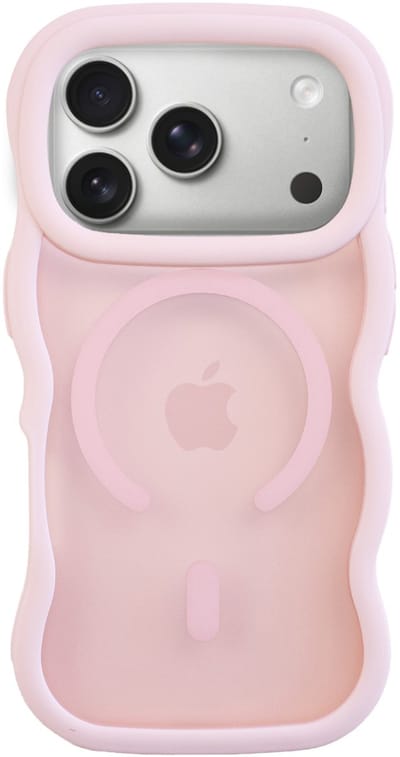 xoxo Wildhearts magnetisch hoesje geschikt voor iPhone 17 Pro MagSafe - Matte Wavy Case (roze) - Backcover hoesje - Optimale bescherming - Telefoonhoesje met golven - Gebogen design - Roze