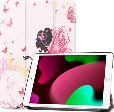 Hoesje - Geschikt voor Apple iPad 9 (2021) - 10.2 inch - 9e Generatie - Dun & Stevig - Trifold Bookcase - Hard Cover - Hardcover Book Case - Tablet Hoes - Elfje