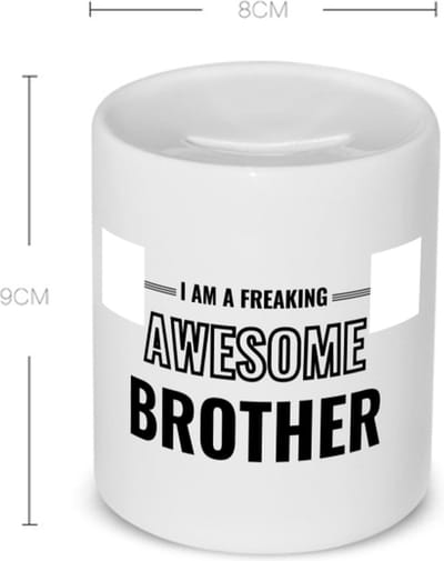 Akyol - i am a freaking awesome brother Spaarpot - Broer - de meest geweldigste broer - verjaardagscadeau - verjaardag - cadeau - cadeautje voor broer - broer artikelen - kado - geschenk - gift - 350 ML inhoud