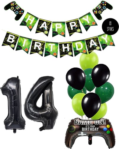 Cijfer Ballon 14 Game Videospel Verjaardag Thema - De Versiering voor de Gamers Birthday Party van Snoes