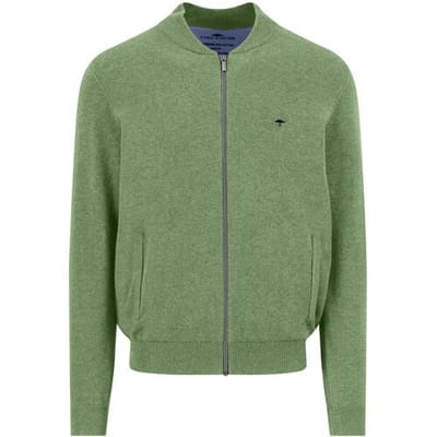 Fynch-Hatton Vest Cardigan College Superfine 3-Ply Cotton Avocado / male