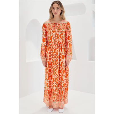 Geprinte Maxi-jurk met Strikdetail