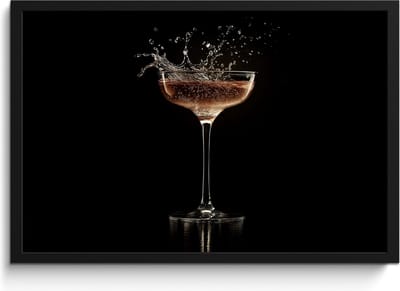 Fotolijst inclusief poster - Posterlijst 60x40 cm - Posters - Cocktail - Zwart - Spetters - Glas - Foto in lijst - Keuken decoratie muur - Wanddecoratie accessoires - Muurdecoratie - Schilderijen