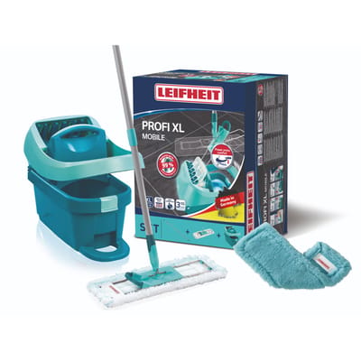 Leifheit Profi XL compleet vloerwissysteem - met wieltjes - micro duo doek - EXTRA static stofdoek - 42 cm wisbreedte