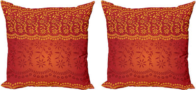 ABAKUHAUS Decoratieve kussenhoezen met bloemenprint, 2 stuks, moderne accenten, dubbelzijdige digitale print, 40x40 cm, Vermilion Ruby