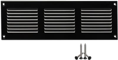 Zwart Metaal Ventilatirooster 300x100mm met Ingebouwde Insectenhor