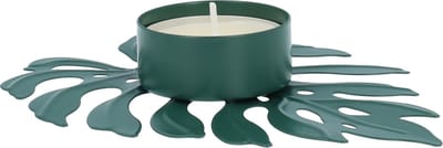 QUVIO Waxinelichthouder - Blad - Theelichthouder - Kaarsenhouder - Woonaccessoires - Decoratieve accessoires - 12,5 x 10 x 2 cm - Metaal - Groen