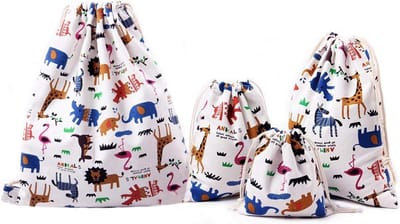 Set van 4 Trekkoord Opbergzakken voor Babyaccessoires en Reisbale