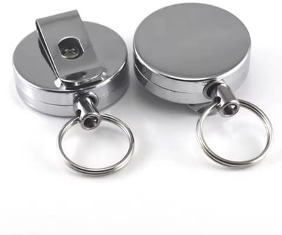 CHPN - Sleutelhanger met uitrekbaar koord - Uitrekbare sleutelhanger - Koord~Sleutelhanger - Skipas sleutelhanger - Keychain - Keykoord - Pashouder - Metaal - 2 stuks
