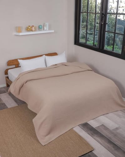 Allecto - Dubbele bedsprei - Wafelpiqué - Zomerdeken - Beige