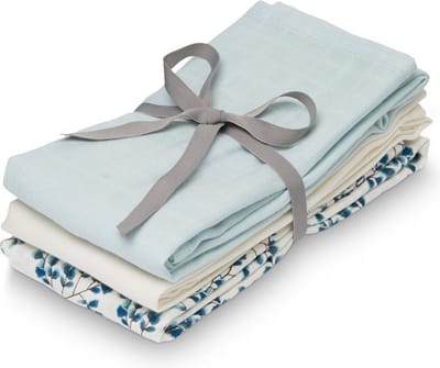 Cam Cam organic set 3 hydrofiele doeken 70x70cm | Mix Fiori Blue White