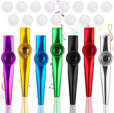 Metalen Kazoo Set - Mondfluitje Muziek - Muziek Maken - 7 Levendige Kleuren - 12 cm Lengte - Multicolor