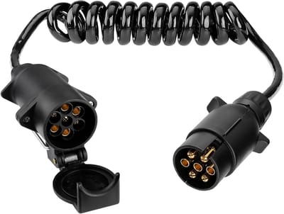 2 meter Trailer Verlengkabel, 7 Pin, 12 V Adapterkabel voor Aanhangwagens, Geschikt voor Auto en Vrachtwagen, Spiral Kabel en Stekker voor Verlenging