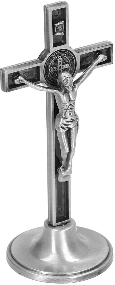 Dailygoods- Kruisbeeld Zinklegering - Staand Kruis - Muur Kruis - Verwijderbaar Voetstuk - Decoratie voor Huis/Kerk - Duurzaam Ontwerp