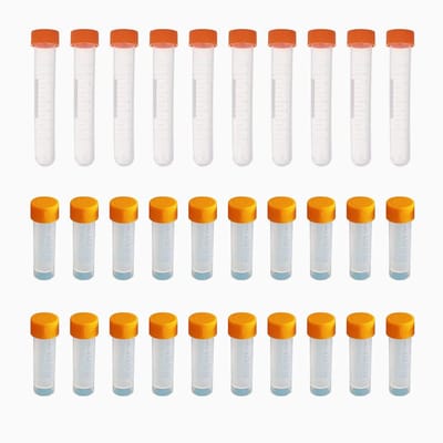 30 Stuks Monsterbuizen 5ml & 10ml met Deksel en Gegradueerde Markeringen, Plastic Cryo Buizen voor Laboratoriumgebruik