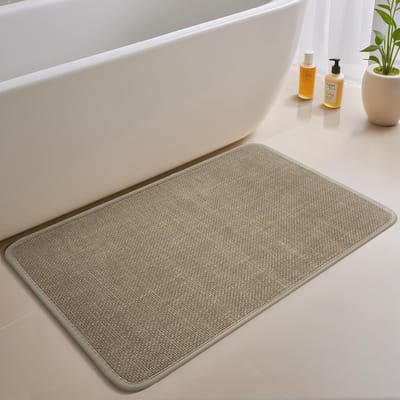 Badmat, badkamermat, absorberend, sneldrogend, voor vloer, badkamer, douchetapijt (beige, 43 x 80 cm)