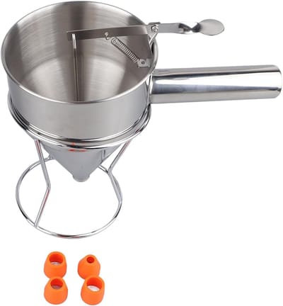 Beslag Dispenser - Pannenkoek Trechter - Bakken Maken - Roestvrijstaal - 1200 ml - Zilver
