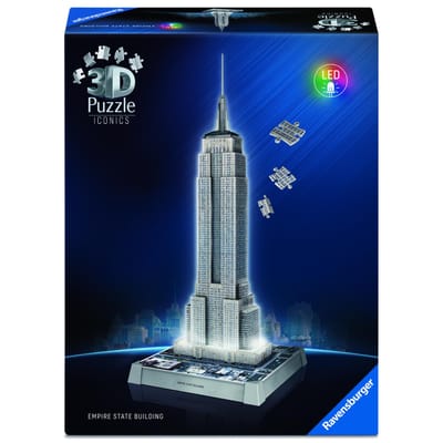 Ravensburger - Iconics: Empire State Building met licht - 3D Puzzel - 216 Stukjes - Bouwset voor kinderen vanaf 10 jaar