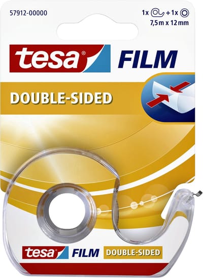 Tape tesafilm® dubbelzijdig 12mmx7 | 5m transparant met dispenser | 10 stuks