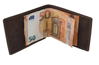 OI Hunter bruine leren Dollarclip origineel / ouderwetse billfold portemonnee met dollar clip / platte beurs met geldklem / Hunter bruin / 171H