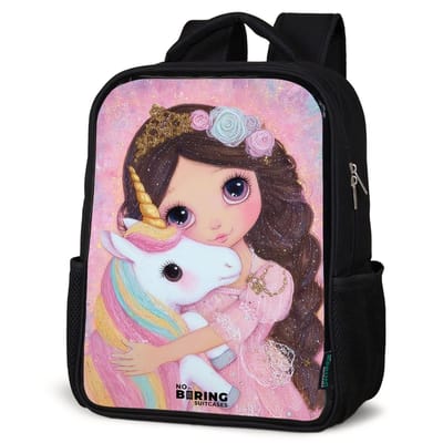 NoBoringSuitcases.com® - Rugzak zwart meisjes - Schooltas meisje - NoBoringSuitcases.com® - Rugzak zwart - Schooltas jongen & meisje - Meisje - Eenhoorn - Glitter - Rugtas voor school - Boekentas kind - Schoolrugzak - Kinderrugzak