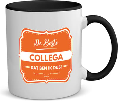 Akyol - de beste collega, dat ben ik dus koffiemok - theemok zwart - Collega - iemand die een collega is - beste ooit - werk - collega - school - verjaardagscadeau - kado - geschenk - afscheidscadeau - welkomscadeau - verrassing - 350 ML inhoud