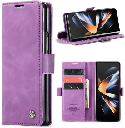 Casemania Hoesje Geschikt voor Samsung Galaxy Z Fold 5 - Bright Lila - Portemonnee Book Case