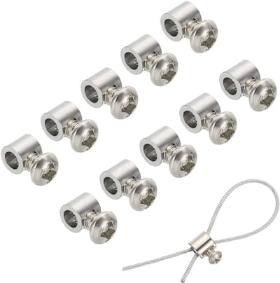 Dailygoods- Kabelklem Set van 10 - Draadkabelklem - Roestvrij Staal - Bevestiging voor Staalkabels - Eenvoudig te Installeren - Snelverstelling - Kabelbevestiging