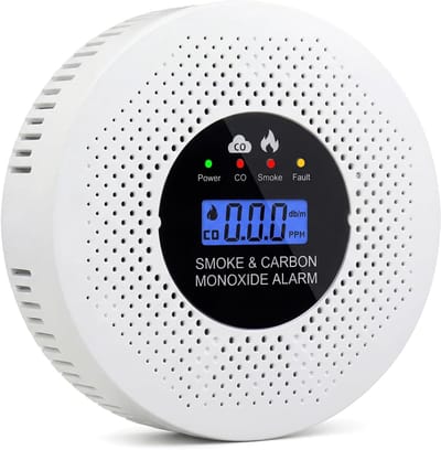 1stuks rookmelder - koolmonoxidemelder - 2-in-1 brandrookmelder - werkt op batterijen - draagbaar met sensor - met waarschuwingslicht - met digitaal display - geschikt voor auto's, keukens, huizen en garages - (zonder batterijen)