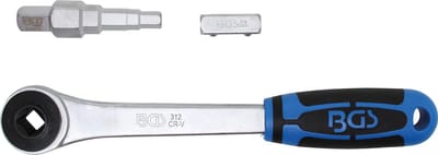 BGS Doorsteek ratelsleutel met adapter en trappensleutel uitgaande binnenvierkant 1/2