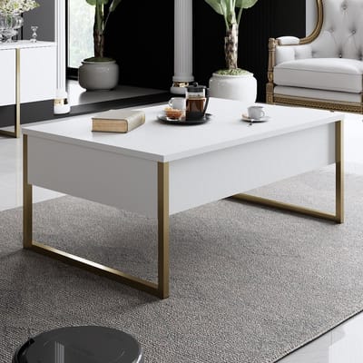 Asir Koffietafel - Wit Goud - 90 x 40 x 60 cm