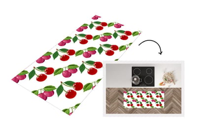 Keukenloper - Loper keuken - Kersen - Patronen - Fruit - 120x50 cm - Keukenloper vinyl