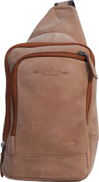 Leren Crossbody Bag Taupe - Slingbag Leer - Anti Diefstal Bag - Arrigo – 065R