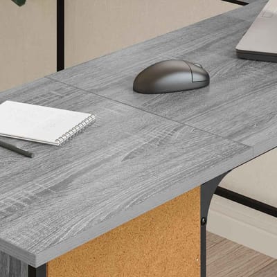 vidaXL - Bureau - 141x141x75 - cm - bewerkt - hout - grijs - sonoma - eikenkleurig