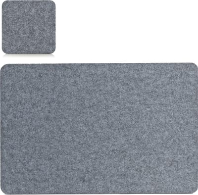 Placemats en onderzetters - set 4x - grijs - vilt - 45 x 30 cm