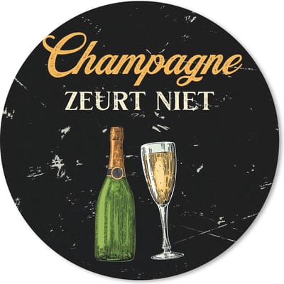 Muismat rond 20x20 cm - Mousepad Champagne - Fles - Glas - Ronde muismatten - Cadeau voor vrouw - Cadeau voor man