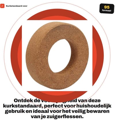 Dailygoods- Kurkstandaard Lichtgewicht - Kolfstandaard - Houten Fleshouder - Voor Zuiger 250-1000 ml - Buitendiameter 95 mm - Drukbestendig