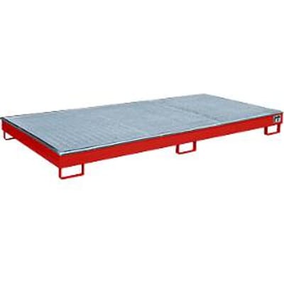 Bauer legbordbak RW-GR 2700-1 PE, met PE inzet en rooster, L 2665 x B 1315 x H 210 mm, gelakt, vlamrood RAL 3000