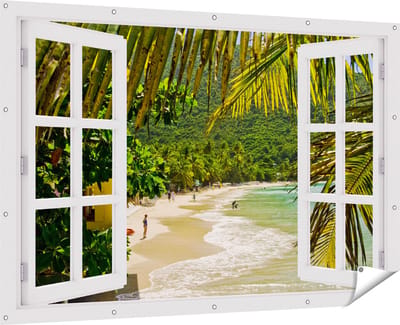 Gards Tuinposter Doorkijk Laguna - 180x120 cm - Tuindoek - Tuindecoratie - Wanddecoratie buiten - Tuinschilderij