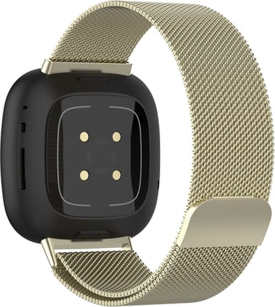 Milanees bandje - geschikt voor Fitbit Versa 3, Versa 4 / Sense - M/L - champagne