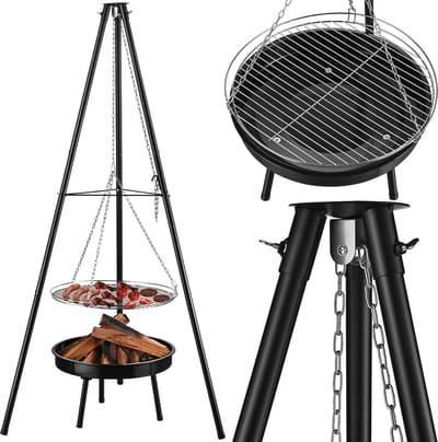 Gregman Roast 30 - Vuurschaal en Grill - Tuinhaard & Houtskool BBQ 2-in-1 met Verstelbaar Rooster - Ebook - Zwart