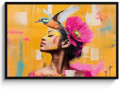 Poster in lijst - Fotolijst 120x80 cm - Posters - Vogel - Vrouw - Abstract - Bloem - Posterlijst zwart - Decoratie - Wanddecoratie woonkamer - Muurdecoratie slaapkamer