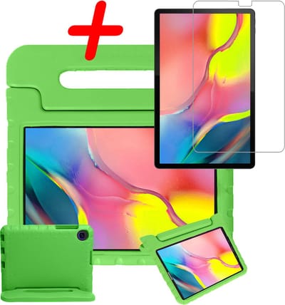 Hoesje Geschikt voor Samsung Galaxy Tab A 10.1 (2019) - Met Screenprotector - Kinderhoes Shockproof Bumper - Kidsproof Case - Tablet Hoes - Kinder Hoes Cover - Groen