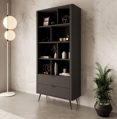 Meubella - Boekenkast Lima - Zwart - 88 cm