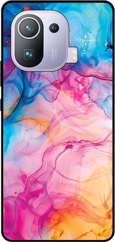 Smartphonica Telefoonhoesje Geschikt voor Xiaomi Mi 11 Pro met Regenboog Acryl Marmer Opdruk - TPU Backcover Case Rainbow Acrylic Marble Design geschikt voor Xiaomi Mi 11 Pro
