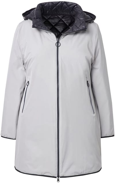 Ulla Popken - Dames - HYPRAR omkeerbare doorgestikte jas reflector tweewegrits - Medium grijs - Maat 42+