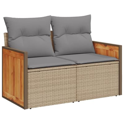 vidaXL - 14-delige - Loungeset - met - kussens - poly - rattan - beige