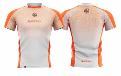 T-shirt Arawaza | Dry-Fit | Wit / Oranje (Maat: XXS)